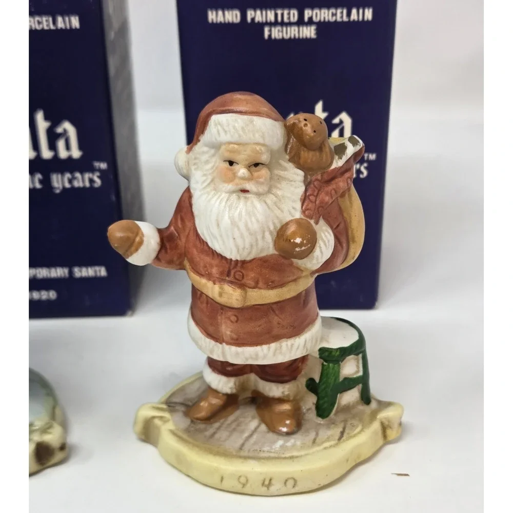 6 Santa Claus Through the Years Figures Figurine Porcelain Holiday Collectibles